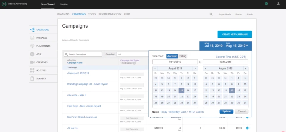 screenshot of Adobe Advertising Cloud